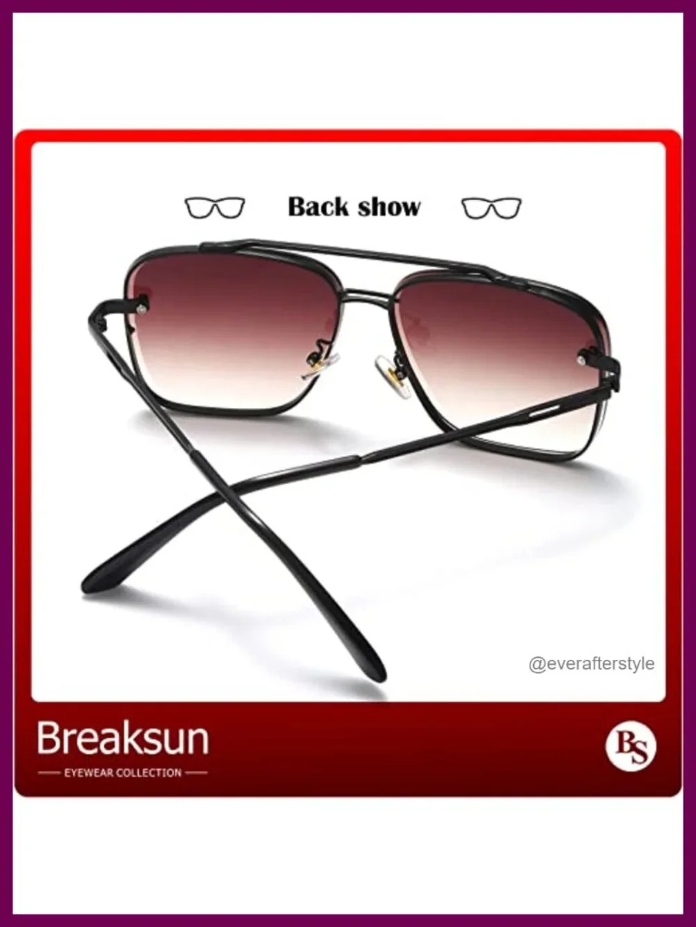 Oversized Square Aviator Sunglasses Metal Frame Tinted Lens Unisex